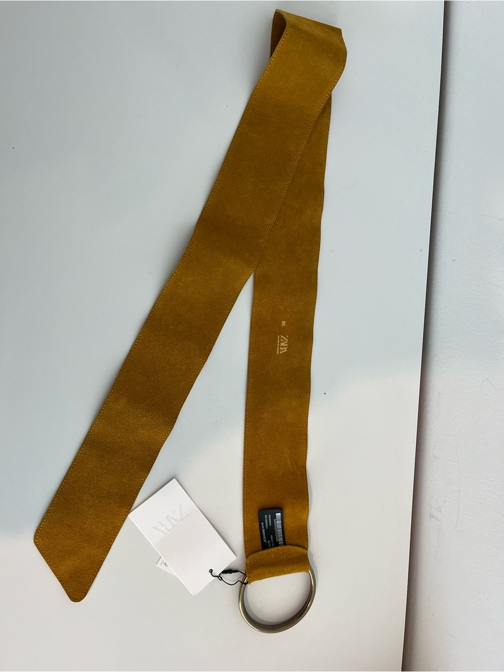 NWT - Zara Mustard Yellow Loop Belt with Metal Ring